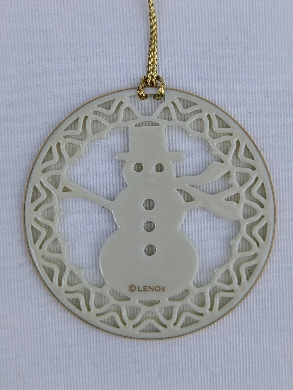 Lenox Yuletide Snowman Porcelain Holiday Christmas Ornament